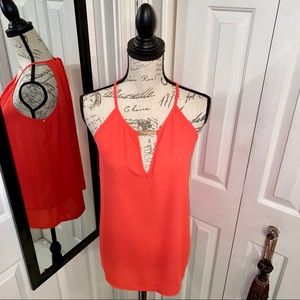 Tacera coral top with gold neck accent